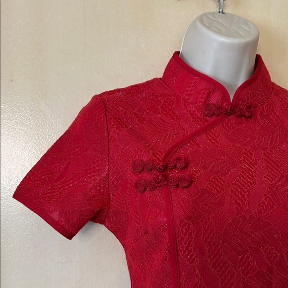 Classic Red Cheongsam-Style Dress size S - Picture 3 of 12